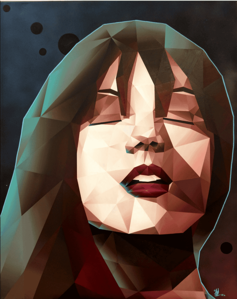 Portrait artistique en style low poly de l’artiste Codak